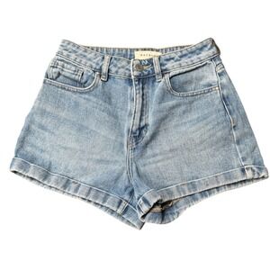 PacSun Mom Denim Shorts Light Wash High Rise Cuffed Hem Womens Size 25 Blue